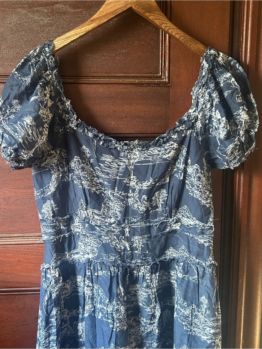 LoveShackFancy Bridget Frayed Maxi Dress Size 8 Puff Sleeve Cottagecore Romantic - Picture 7 of 12